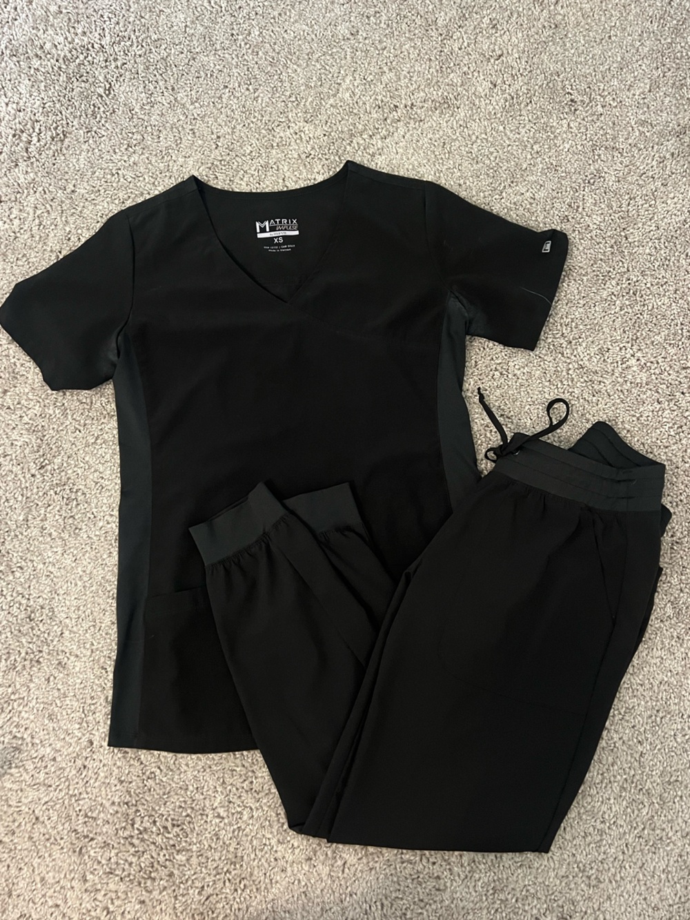 Women's Black Scrub Top & Jogger Pants Set